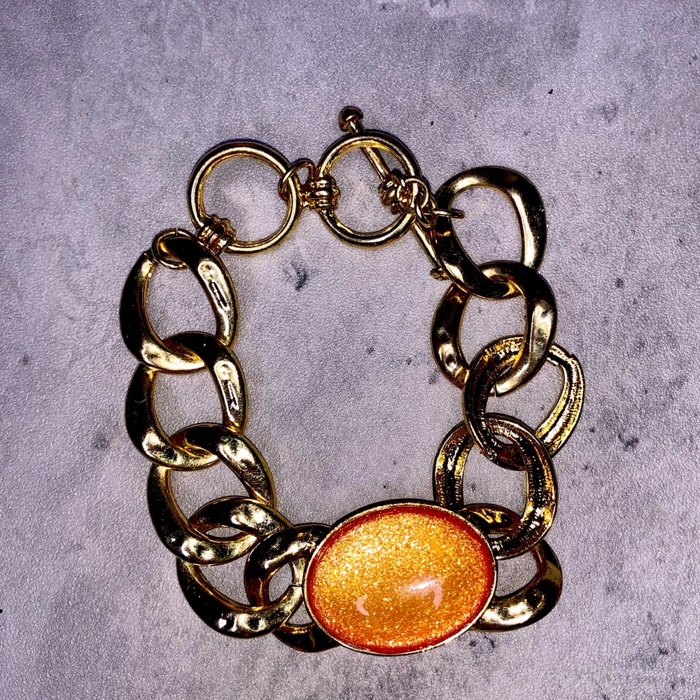 SOLD - Gold Bracelet with orange stone